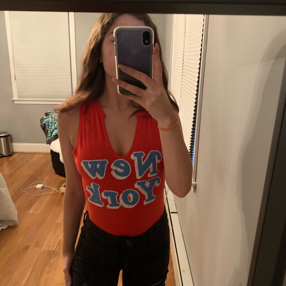 Red New York bodysuit